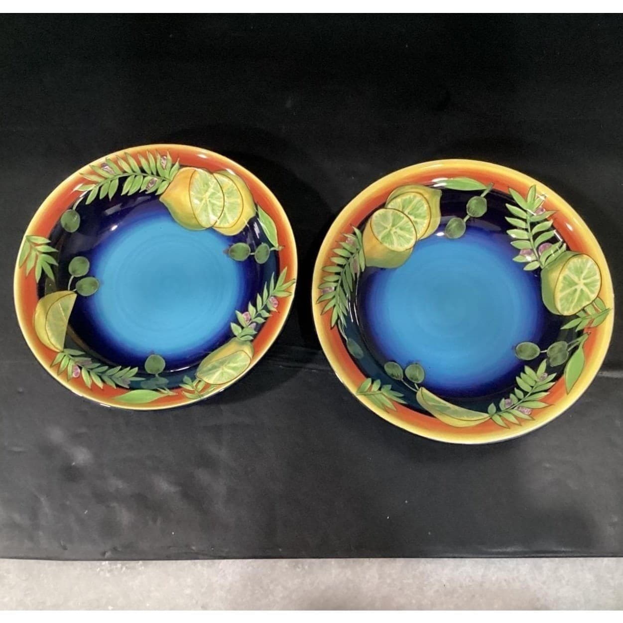 Laurie Gates Gates Ware Pasta Bowls, Set of 2, Lemon Lime Olives Ceramic Dishes - Thumbnail 6