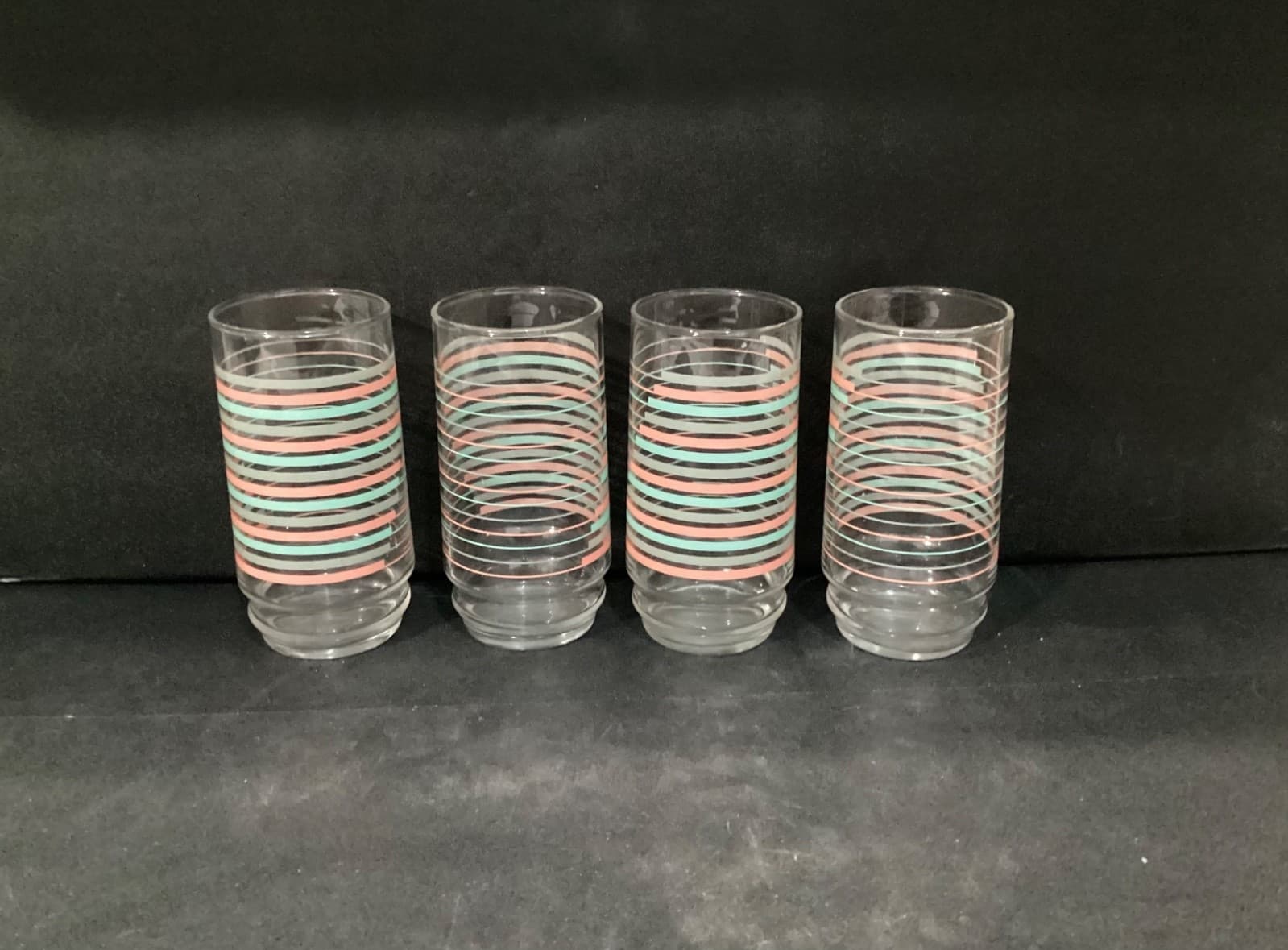 Vintage Indiana Glass 4pc 16oz Drinkware "Ascent" Pastel Colors Tumbler Glasses - Thumbnail 9
