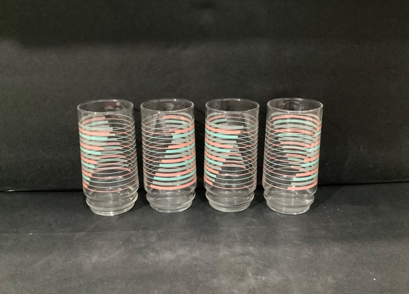 Vintage Indiana Glass 4pc 16oz Drinkware "Ascent" Pastel Colors Tumbler Glasses - Thumbnail 8