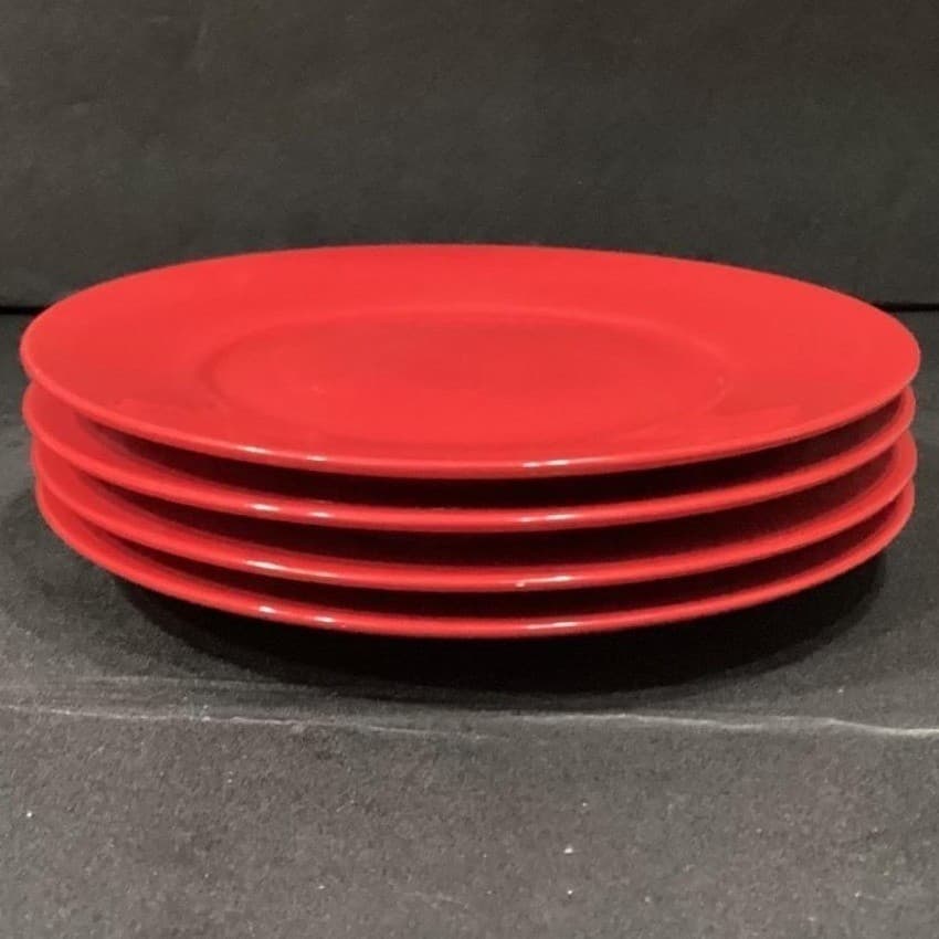 Tabletops Gallery Misto Red Salad Plates, Set of 4, Hand-Painted Stoneware - Thumbnail 7
