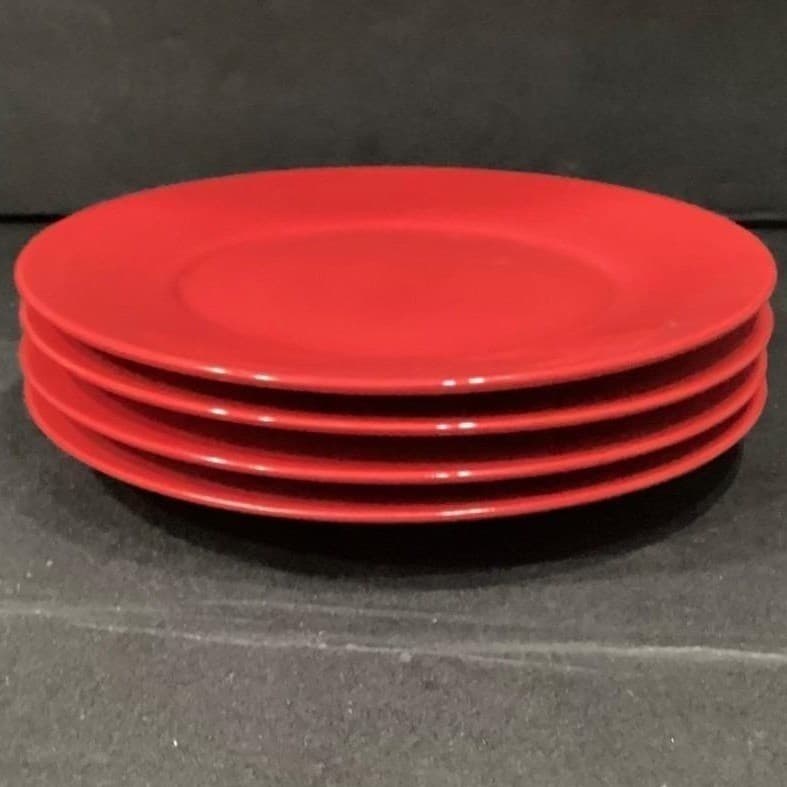 Tabletops Gallery Misto Red Salad Plates, Set of 4, Hand-Painted Stoneware - Thumbnail 9