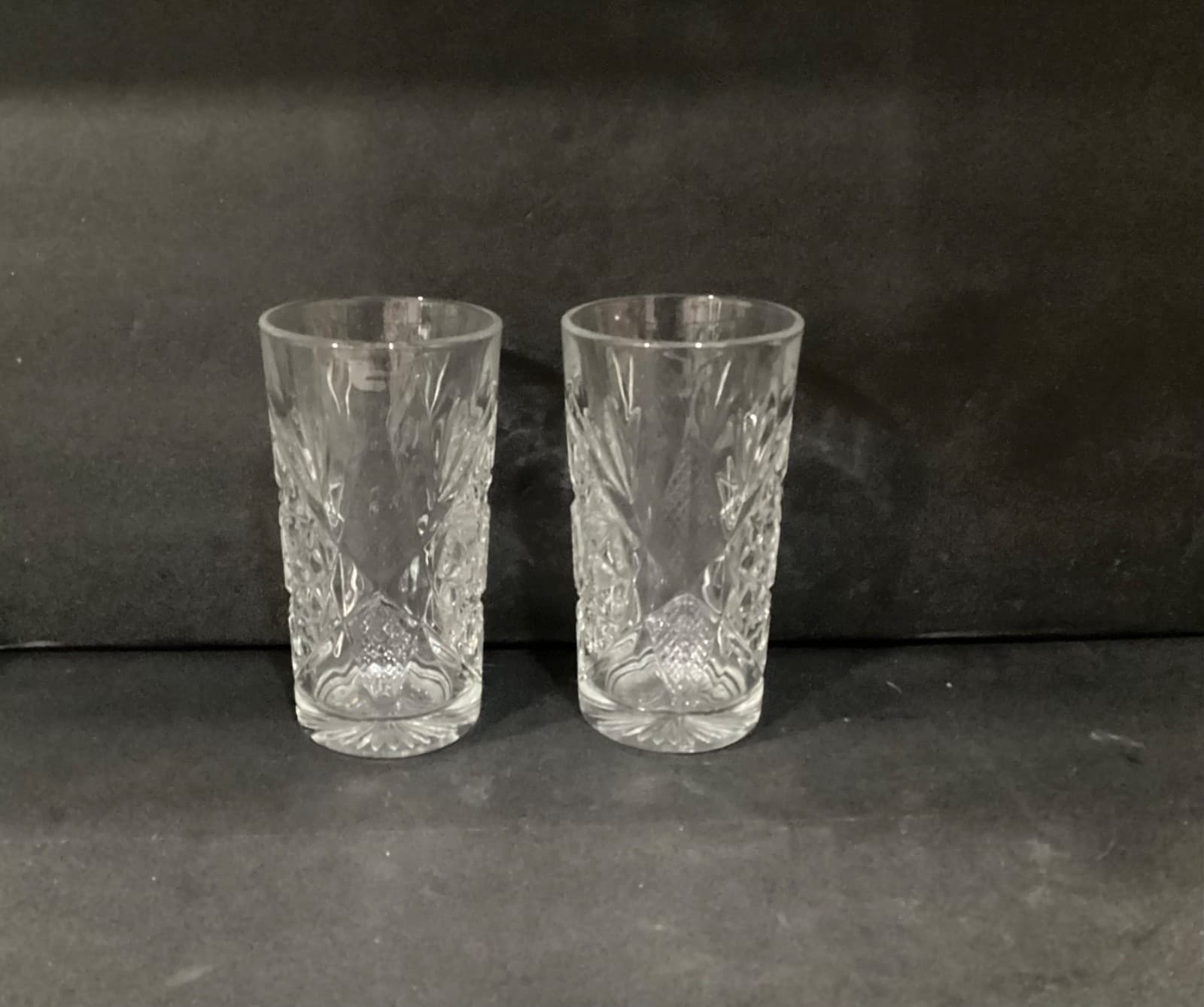 Libbey USA Hobstar Tall Highball Clear Glasses Set of 2 Star of David Cut - Thumbnail 8