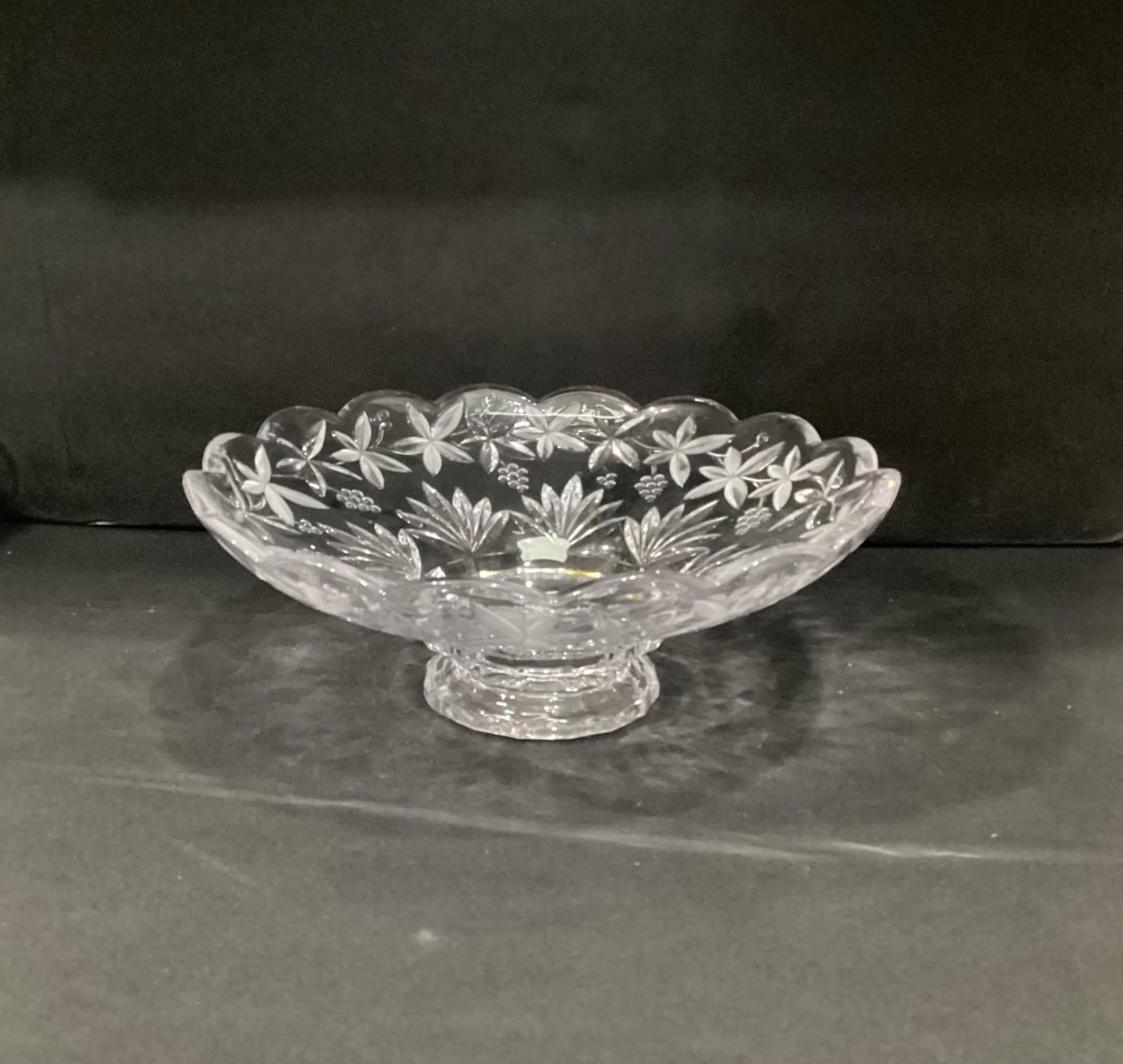 Vintage Mikasa Garden Terrace Footed Crystal Centerpiece Bowl 12" Frosted - Thumbnail 2