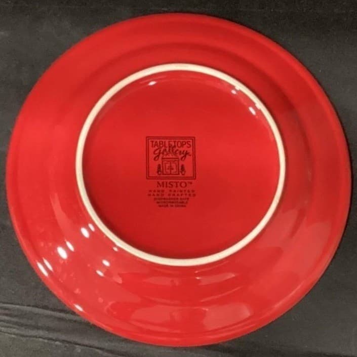 Tabletops Gallery Misto Red Salad Plates, Set of 4, Hand-Painted Stoneware - Thumbnail 4
