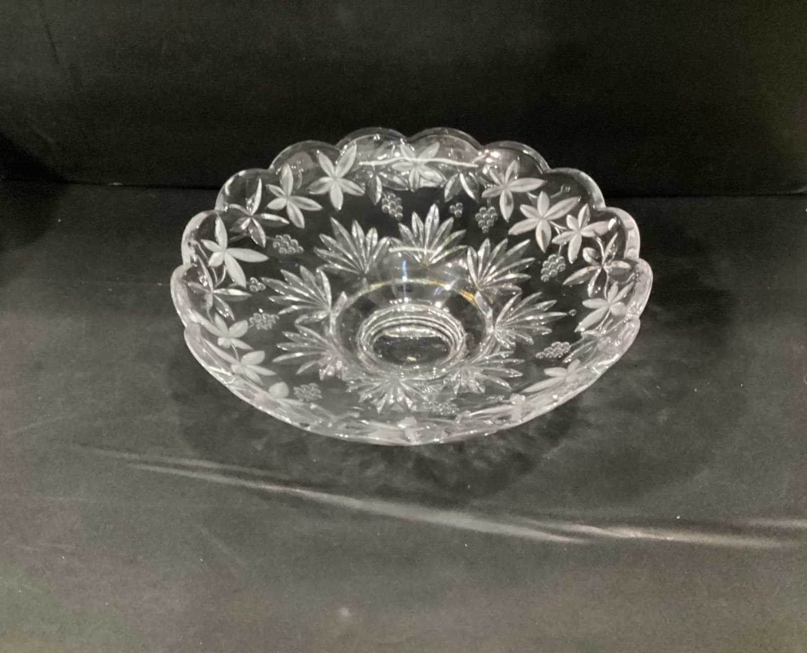 Vintage Mikasa Garden Terrace Footed Crystal Centerpiece Bowl 12" Frosted - Thumbnail 3