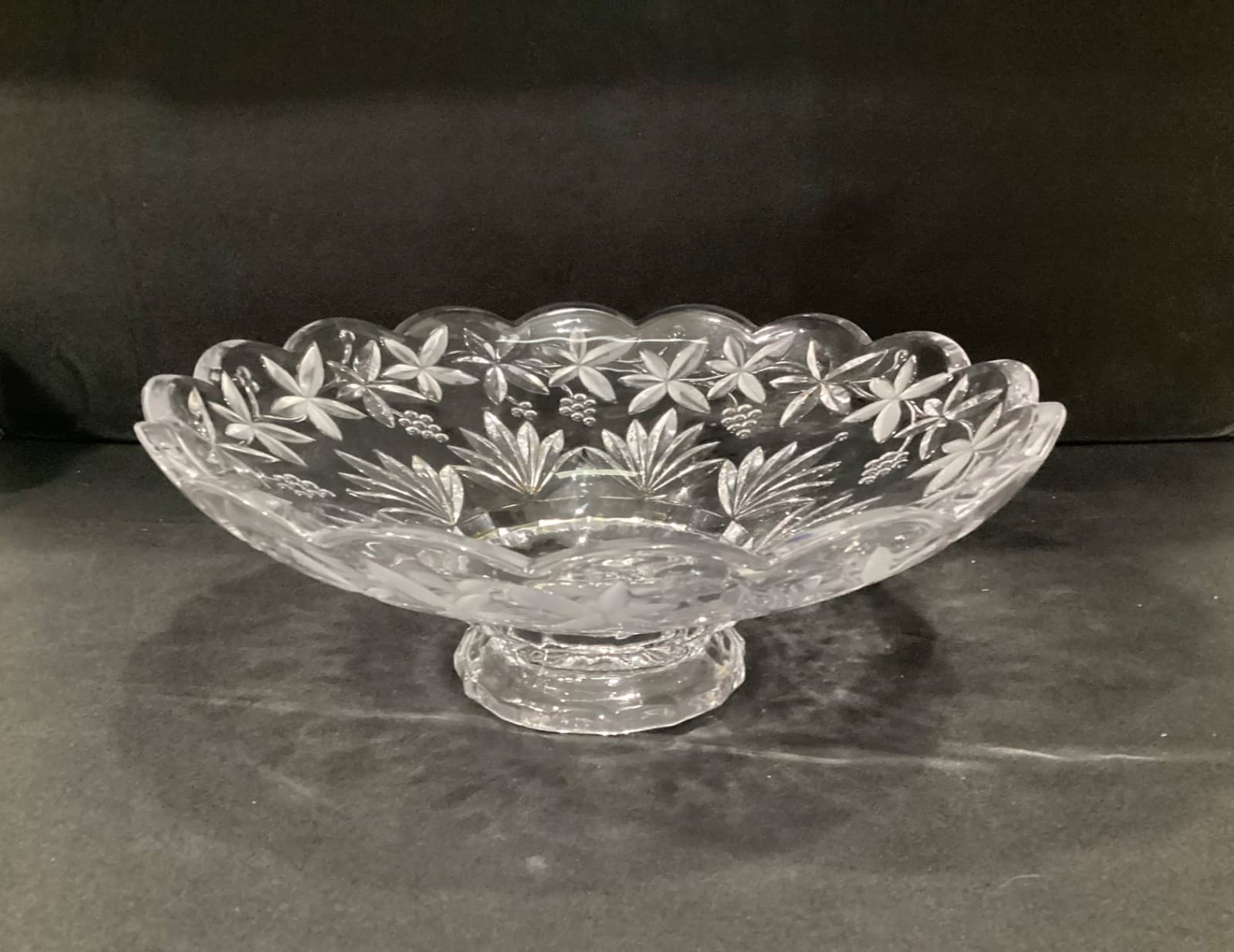 Vintage Mikasa Garden Terrace Footed Crystal Centerpiece Bowl 12" Frosted - Thumbnail 8