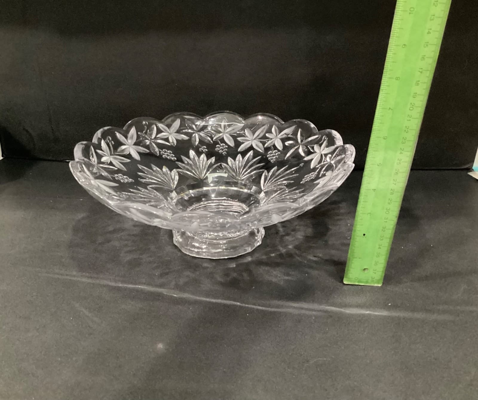 Vintage Mikasa Garden Terrace Footed Crystal Centerpiece Bowl 12" Frosted - Thumbnail 6