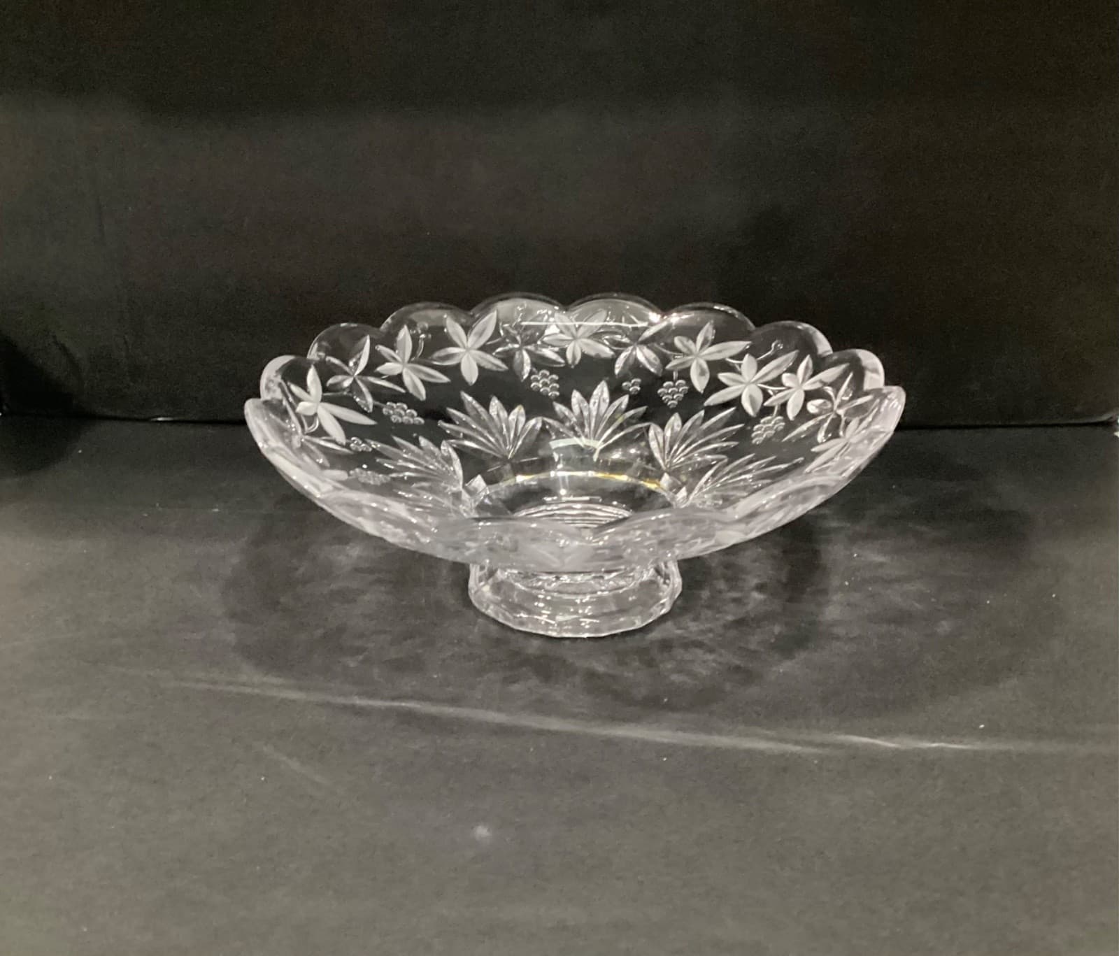 Vintage Mikasa Garden Terrace Footed Crystal Centerpiece Bowl 12" Frosted