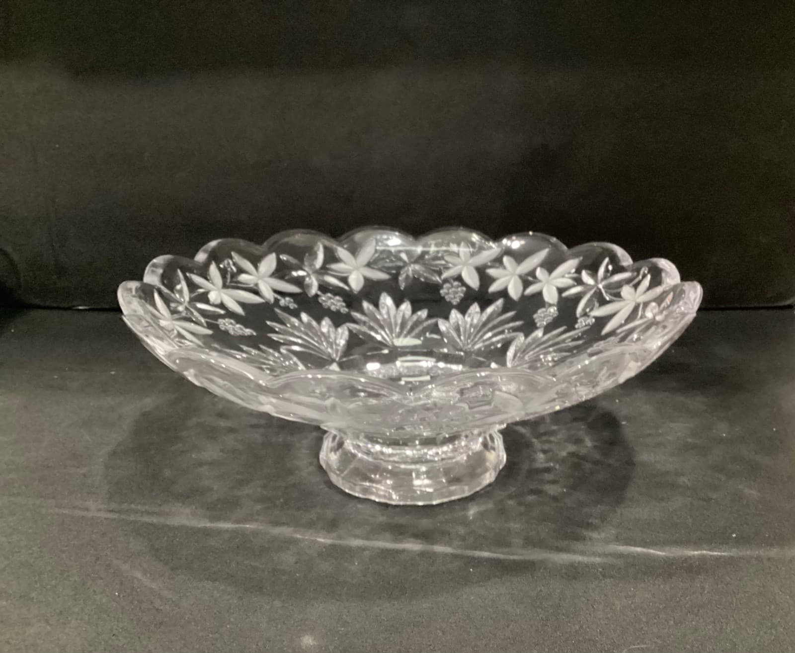 Vintage Mikasa Garden Terrace Footed Crystal Centerpiece Bowl 12" Frosted - Thumbnail 10