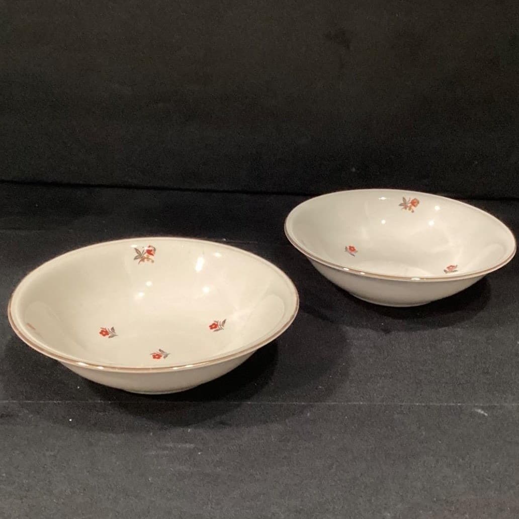 Cunningham & Pickett Cardinal Cereal Bowls, Set of 2, Vintage Floral Dinnerware - Thumbnail 8