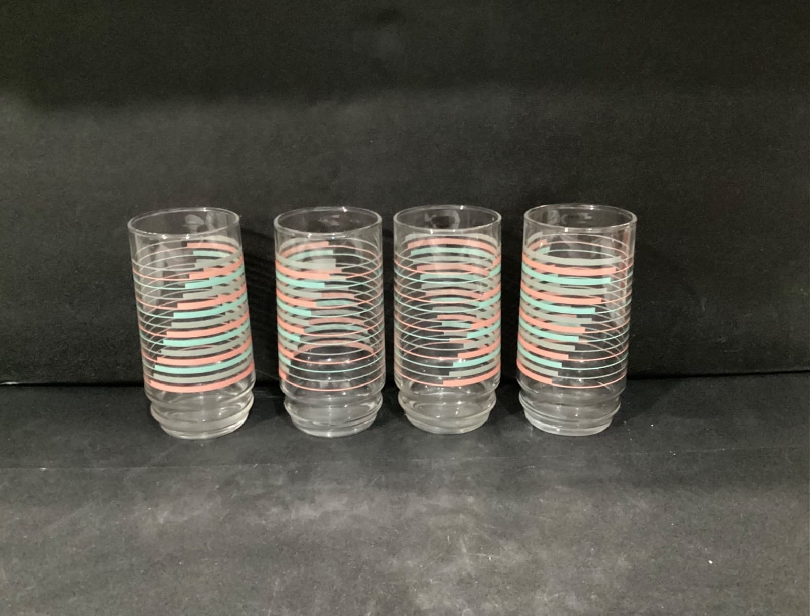 Vintage Indiana Glass 4pc 16oz Drinkware "Ascent" Pastel Colors Tumbler Glasses - Thumbnail 10