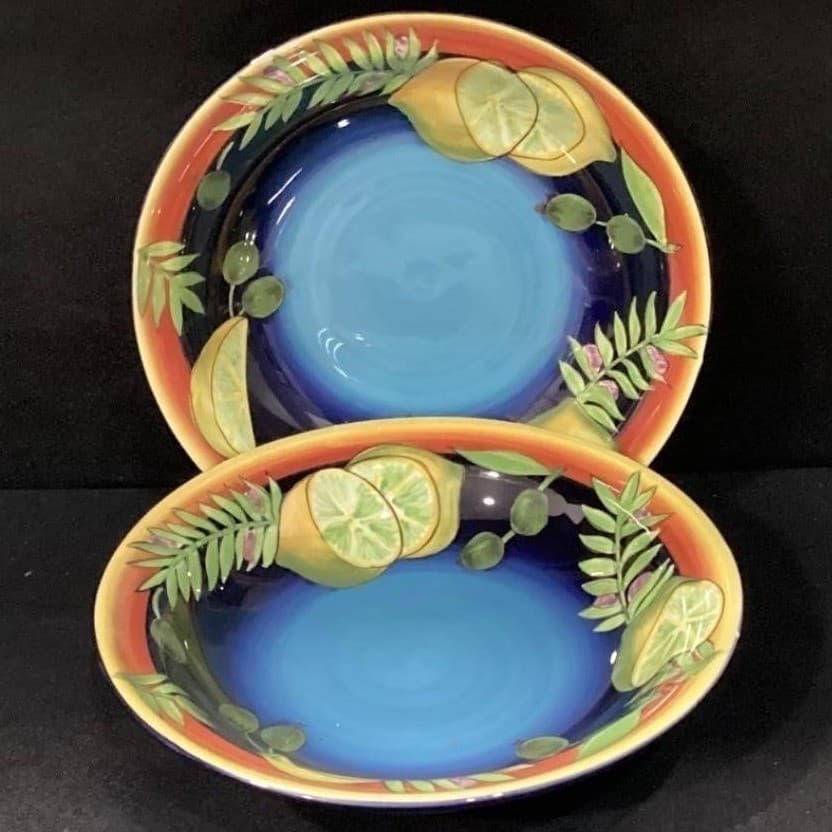 Laurie Gates Gates Ware Pasta Bowls, Set of 2, Lemon Lime Olives Ceramic Dishes - Thumbnail 10