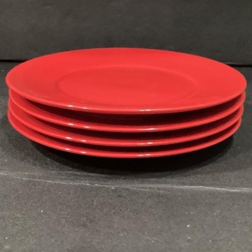 Tabletops Gallery Misto Red Salad Plates, Set of 4, Hand-Painted Stoneware - Thumbnail 8