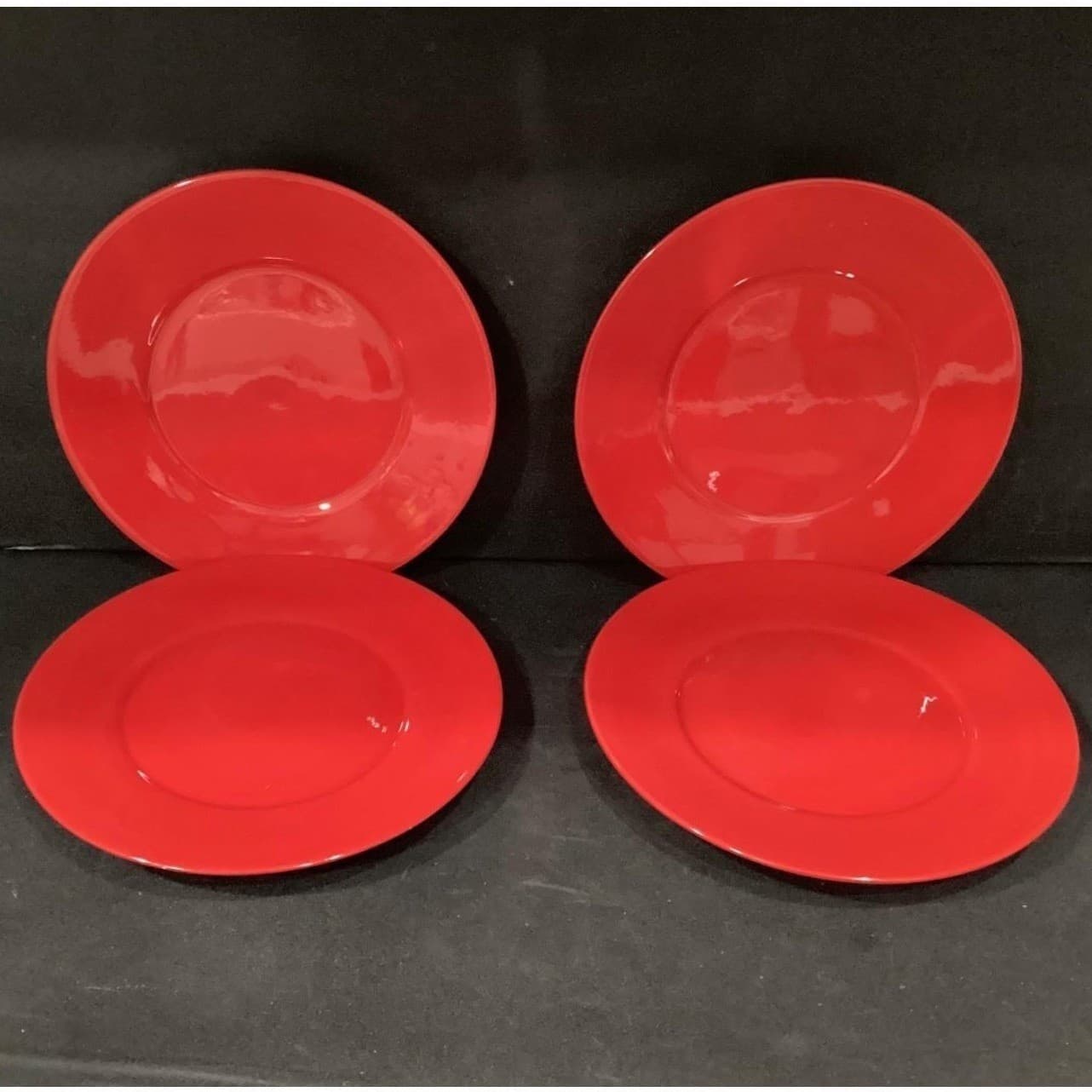 Tabletops Gallery Misto Red Salad Plates, Set of 4, Hand-Painted Stoneware - Thumbnail 6
