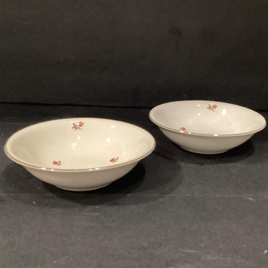Cunningham & Pickett Cardinal Cereal Bowls, Set of 2, Vintage Floral Dinnerware - Thumbnail 9