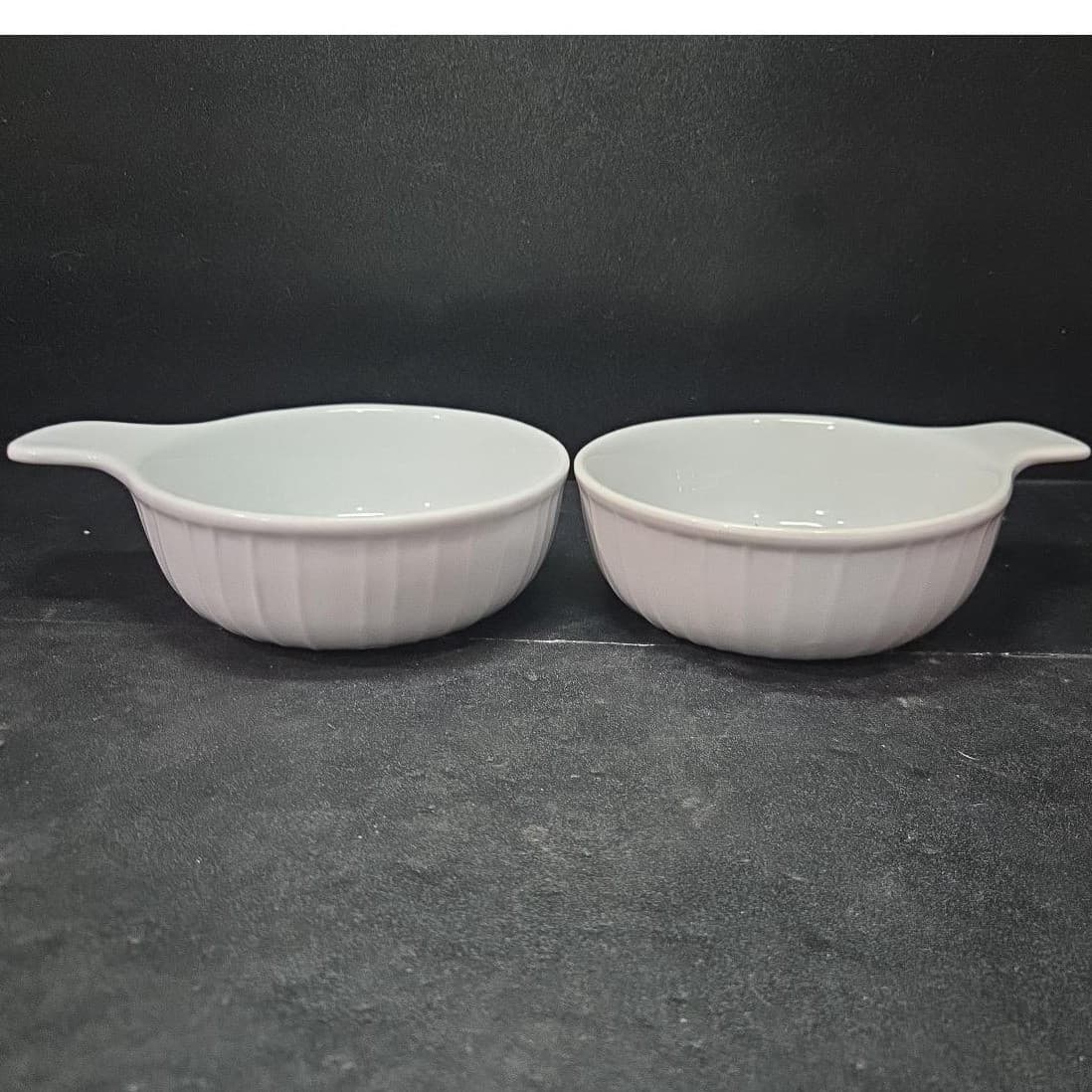 Bali Ware Ribbed White Grab It Bowls, Set of 2, Microwave & Oven Safe Dishware - Thumbnail 2