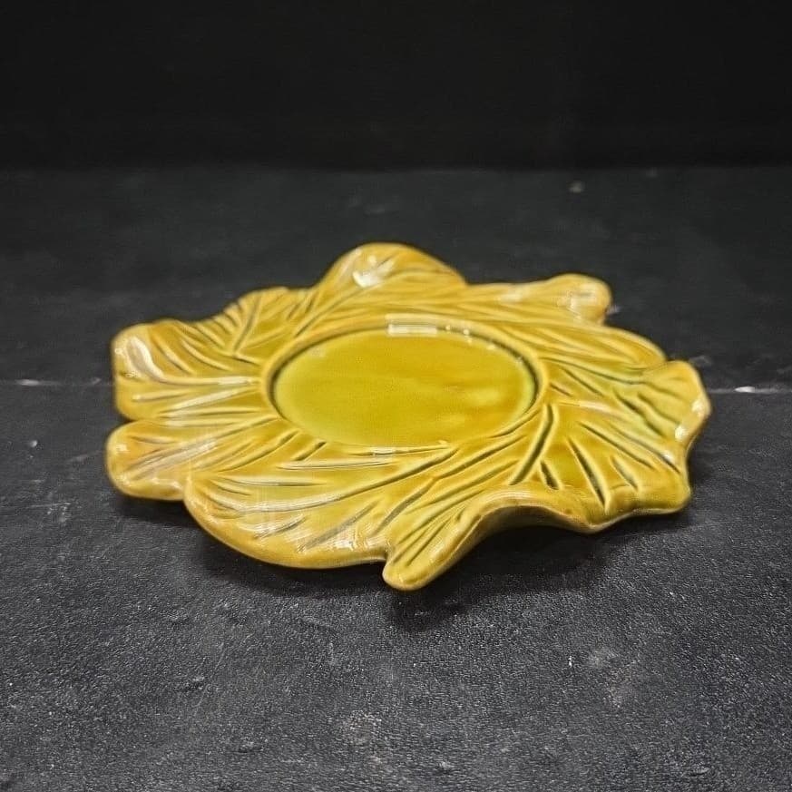Belmar Of California Green Artichoke Leaf Plate, Vintage USA Pottery, Coaster - Thumbnail 2