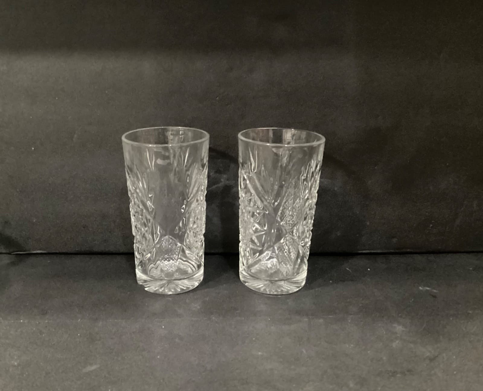 Libbey USA Hobstar Tall Highball Clear Glasses Set of 2 Star of David Cut - Thumbnail 10