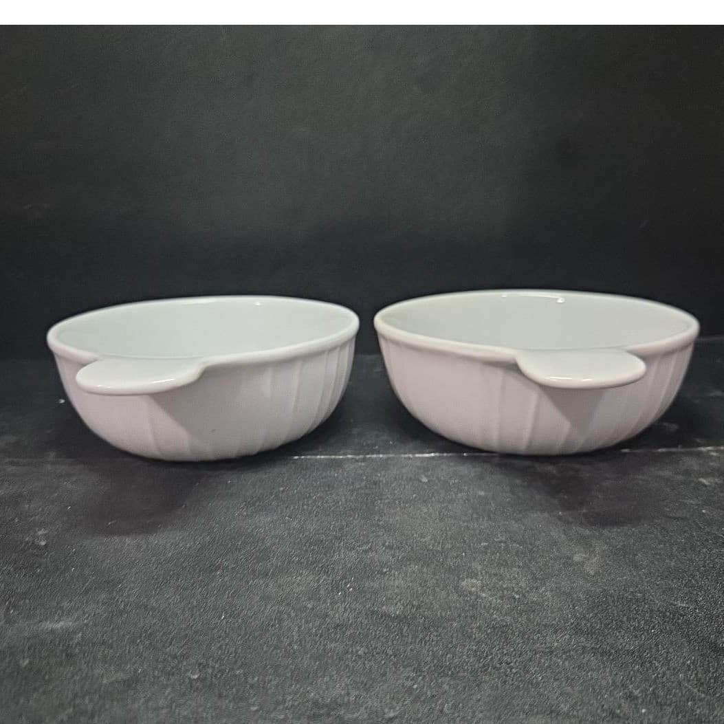 Bali Ware Ribbed White Grab It Bowls, Set of 2, Microwave & Oven Safe Dishware - Thumbnail 5
