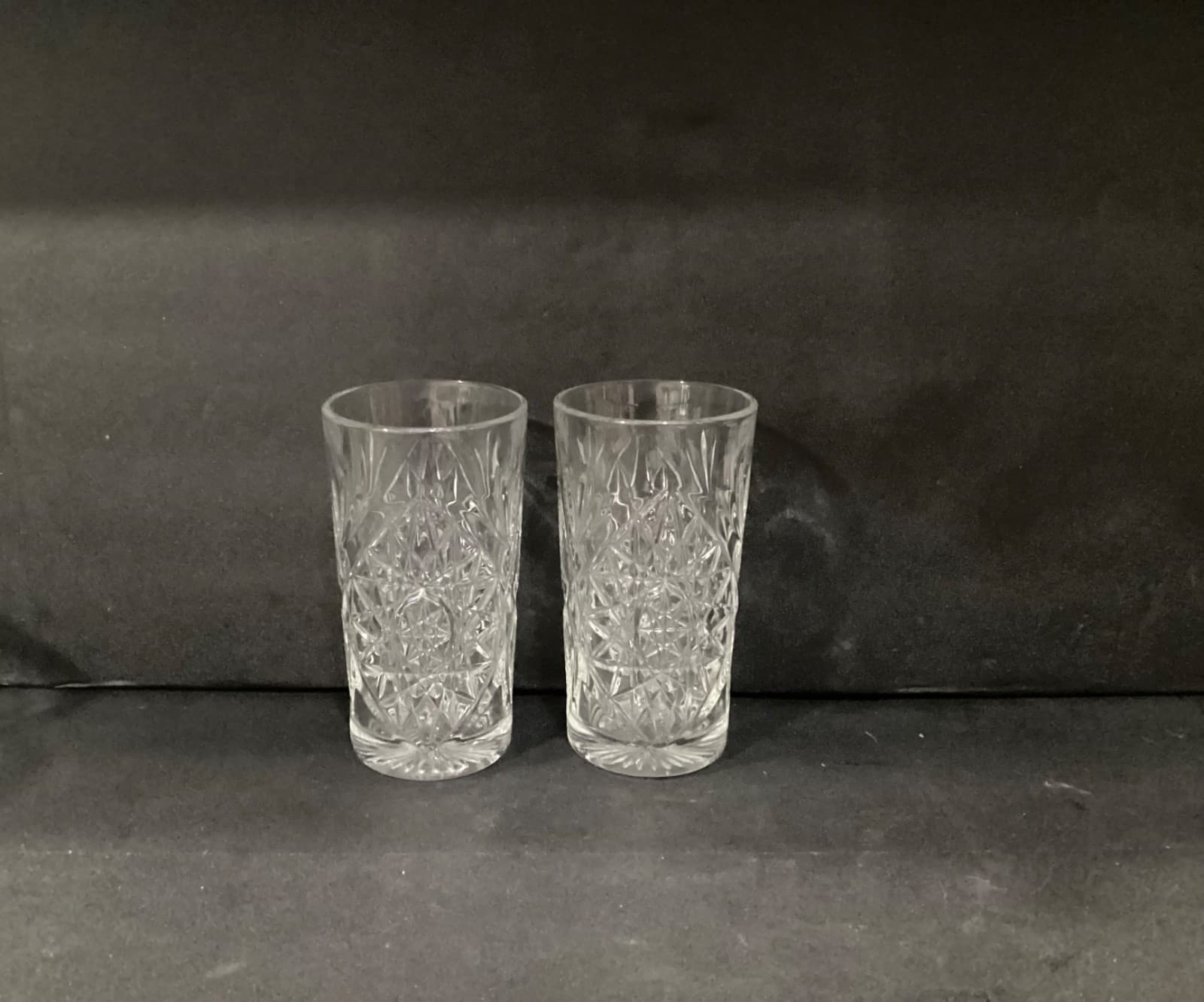 Libbey USA Hobstar Tall Highball Clear Glasses Set of 2 Star of David Cut - Thumbnail 7