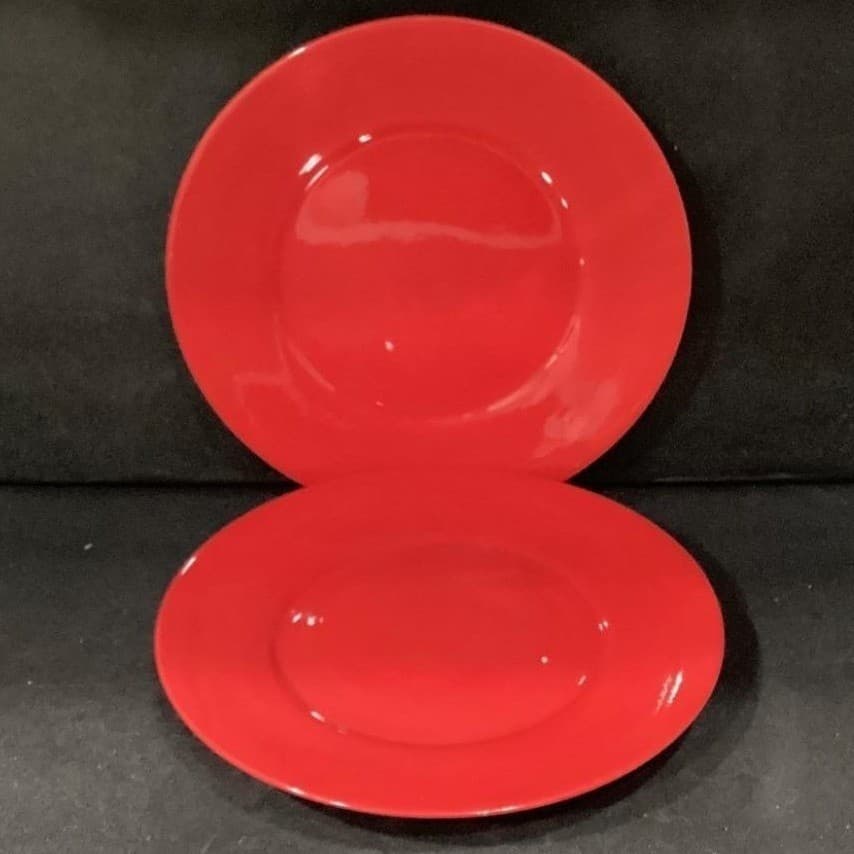 Tabletops Gallery Misto Red Salad Plates, Set of 2, Hand-Painted Stoneware - Thumbnail 5