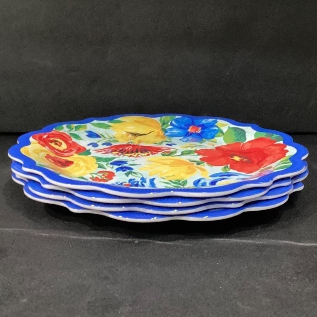 Pioneer Woman Breezy Blossom Dinner Plates, Set of 4, Multicolor Floral Melamine - Thumbnail 7