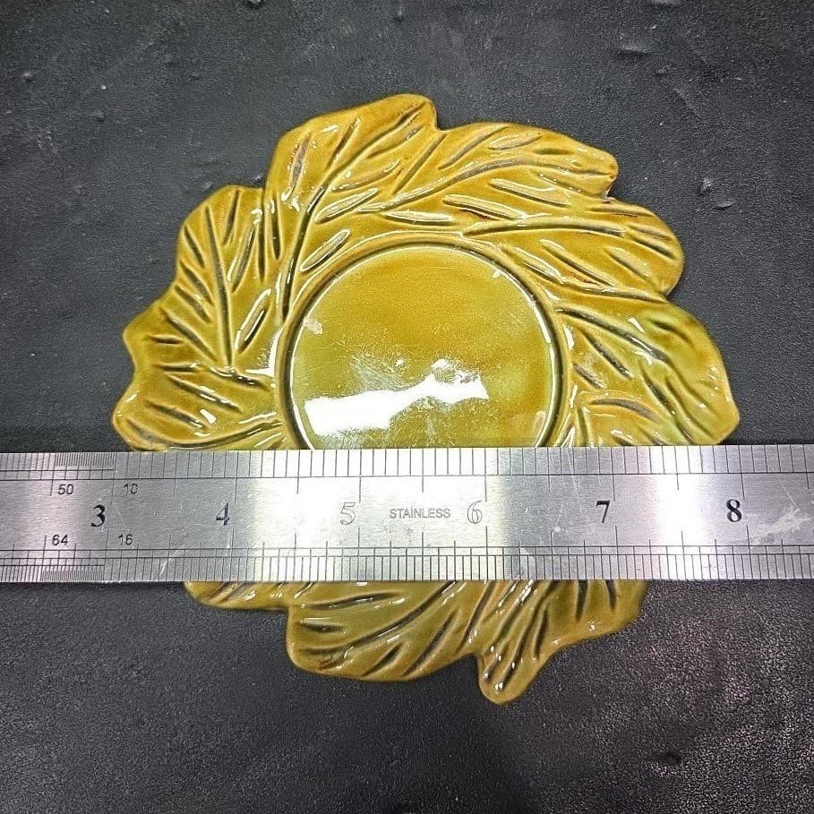 Belmar Of California Green Artichoke Leaf Plate, Vintage USA Pottery, Coaster - Thumbnail 6