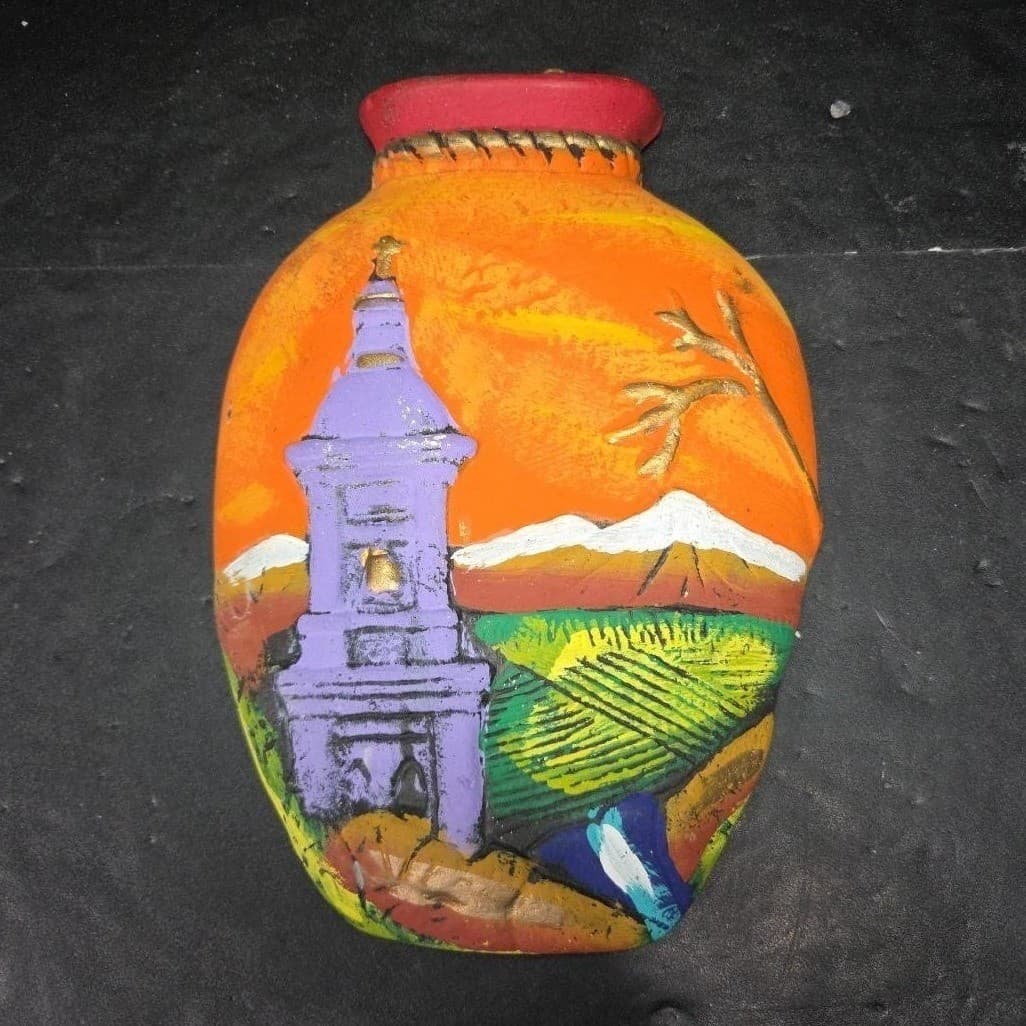 Jug Shaped Vintage Hand Painted Hanging Decoration, Great Wall with Mountains - Thumbnail 2