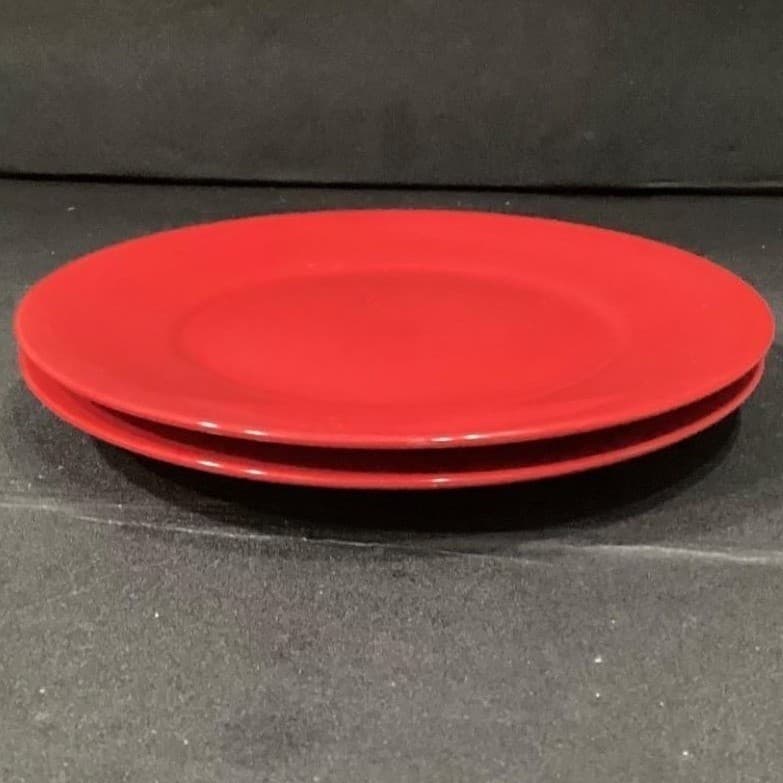 Tabletops Gallery Misto Red Salad Plates, Set of 2, Hand-Painted Stoneware - Thumbnail 7