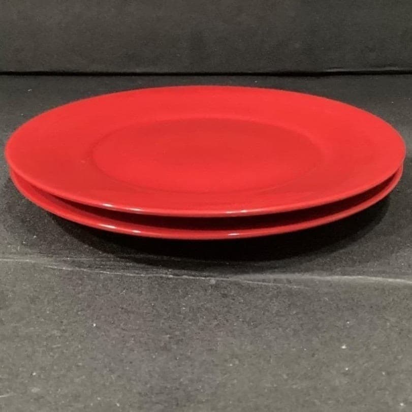 Tabletops Gallery Misto Red Salad Plates, Set of 2, Hand-Painted Stoneware - Thumbnail 8