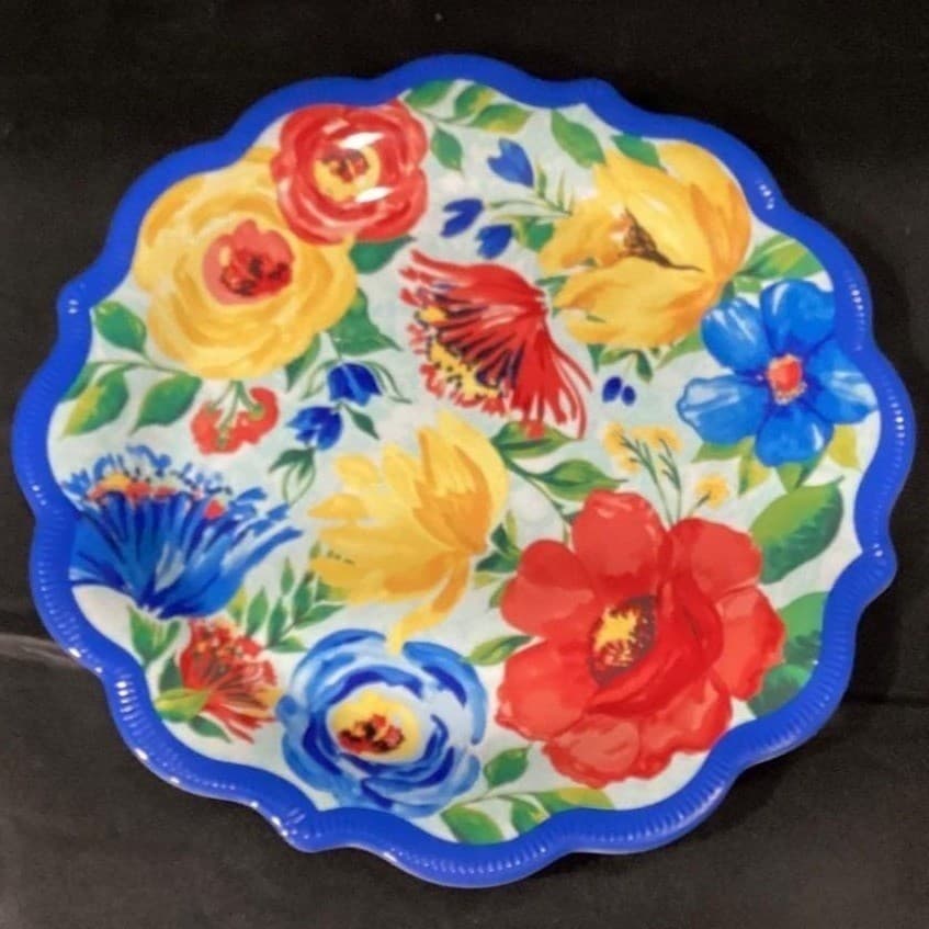 Pioneer Woman Breezy Blossom Dinner Plates, Set of 4, Multicolor Floral Melamine - Thumbnail 5