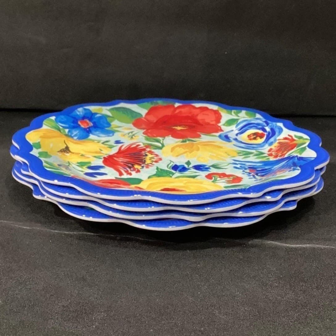 Pioneer Woman Breezy Blossom Dinner Plates, Set of 4, Multicolor Floral Melamine - Thumbnail 8