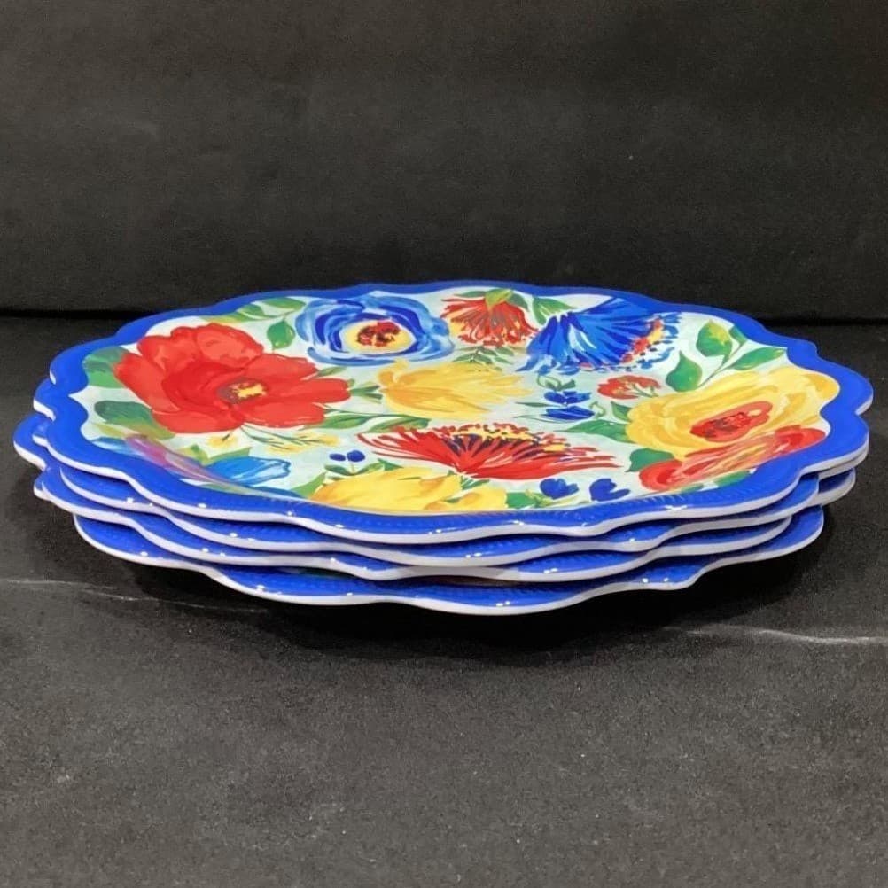 Pioneer Woman Breezy Blossom Dinner Plates, Set of 4, Multicolor Floral Melamine - Thumbnail 9