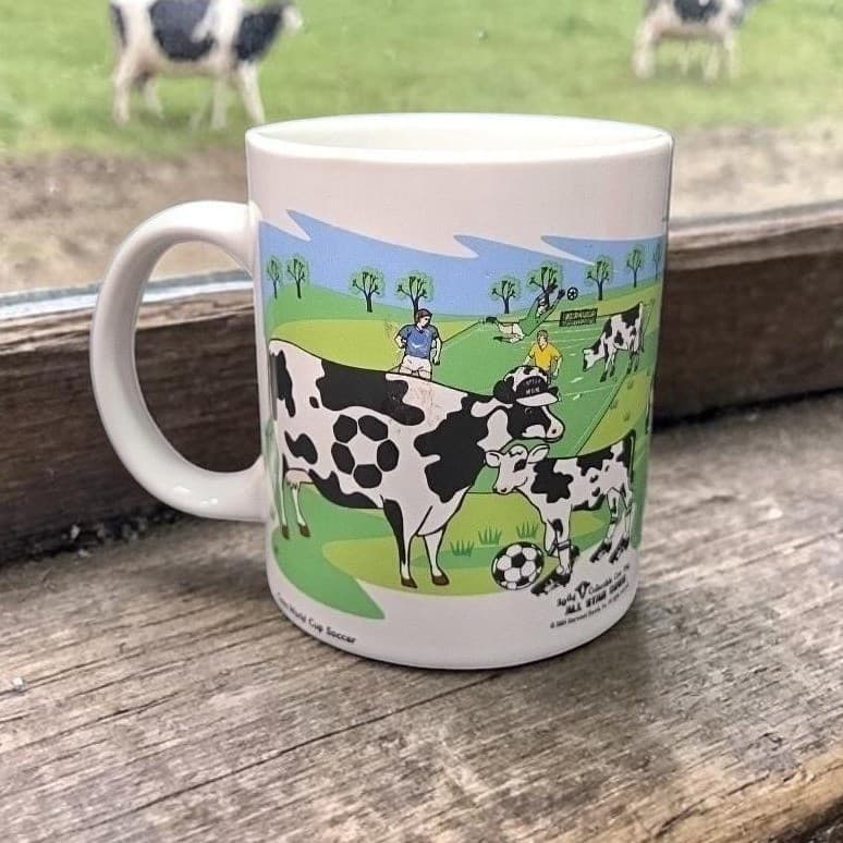 All Star Cows Coffee Cup, Vintage 2004 Collectible World Cup Soccer, Drinkware