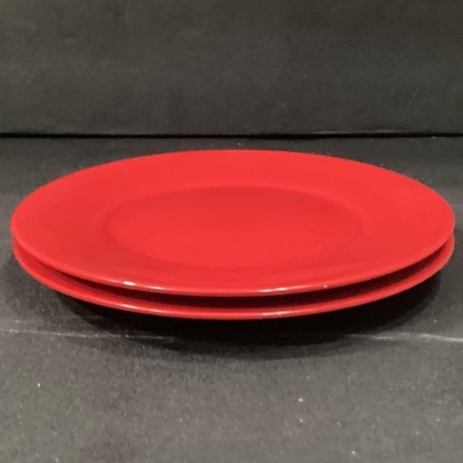 Tabletops Gallery Misto Red Salad Plates, Set of 2, Hand-Painted Stoneware - Thumbnail 6