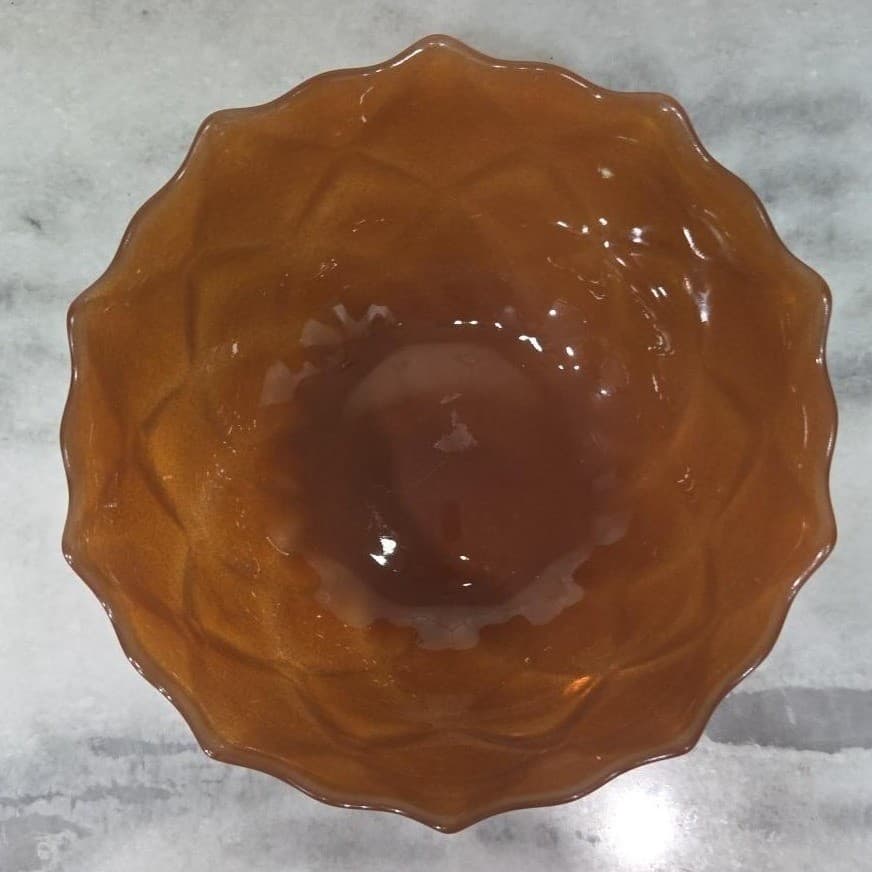 Teleflora Iridescent Carnival Glass Bowl, Vintage Quilt Pattern, Centerpiece - Thumbnail 7