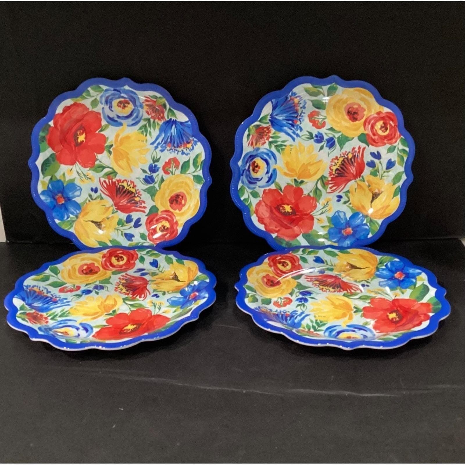 Pioneer Woman Breezy Blossom Dinner Plates, Set of 4, Multicolor Floral Melamine - Thumbnail 6