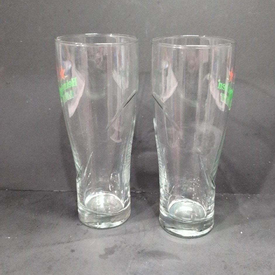 Heineken Light Beer Glasses, Set of 2, Red Star Design, 7.25" Tall, Glassware - Thumbnail 8