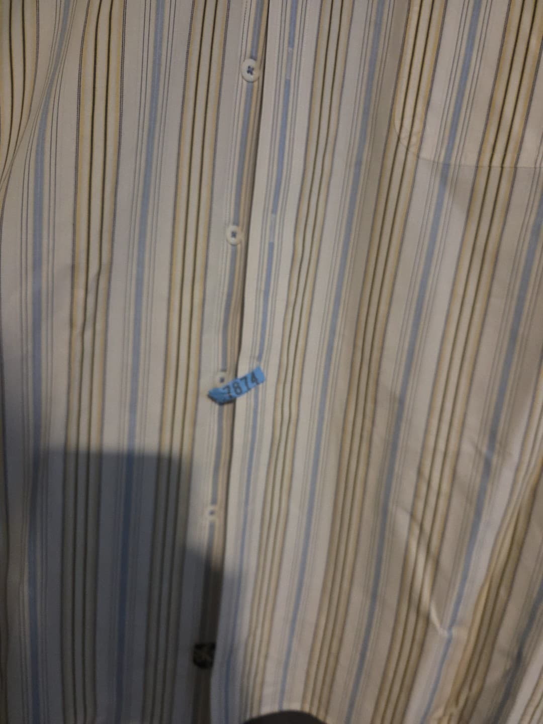 Nay Nast Shirt Mens XL Blue Yellow Gray Striped Button Up Long Sleeve - Thumbnail 5