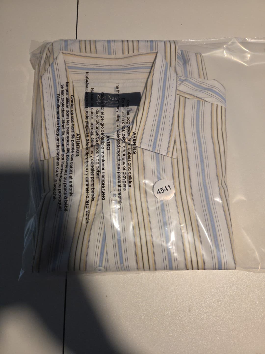 Nay Nast Shirt Mens XL Blue Yellow Gray Striped Button Up Long Sleeve - Thumbnail 9