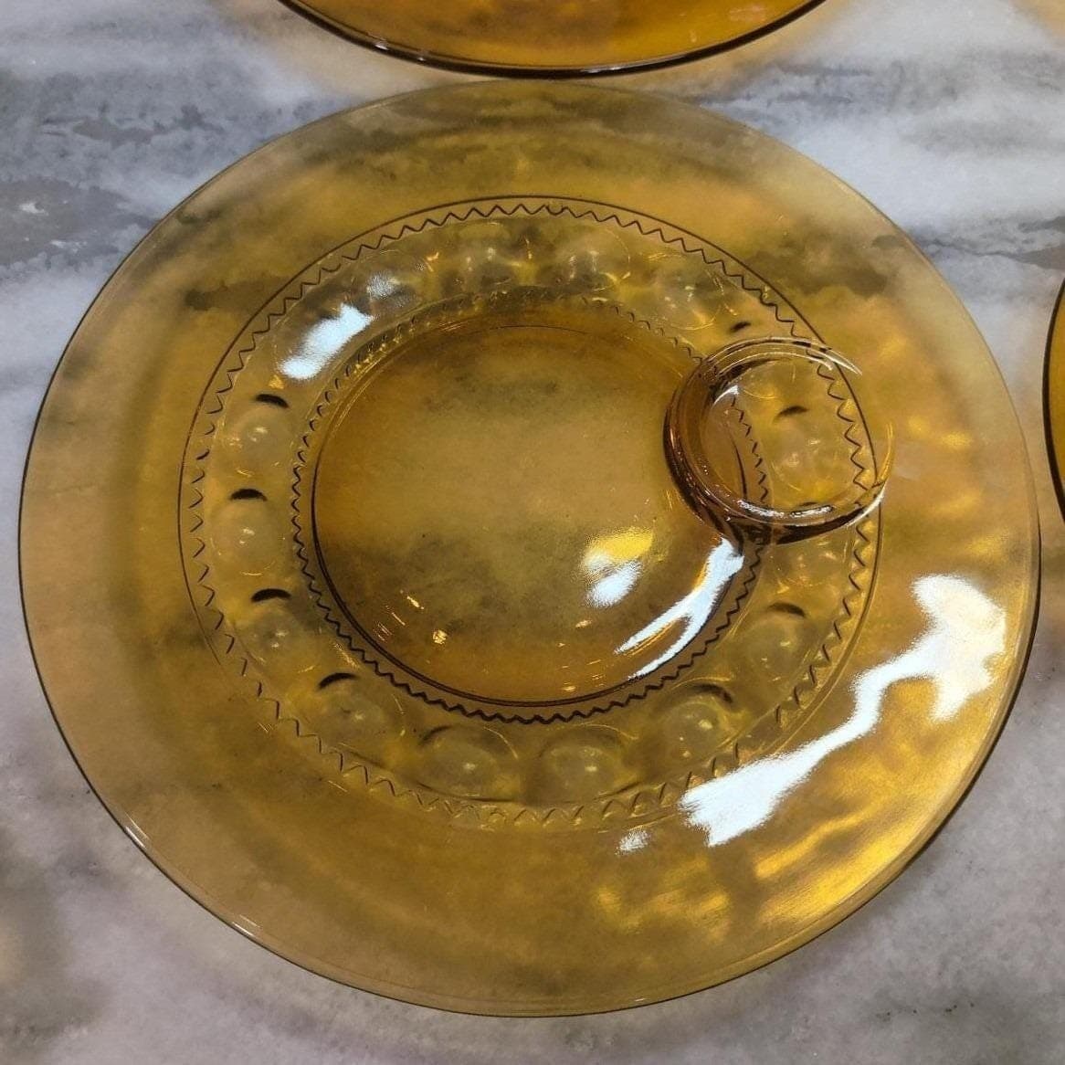 Indiana Glass Kings Crown Thumbprint Amber Coffee & Snack Plates, Set of 4 - Thumbnail 4