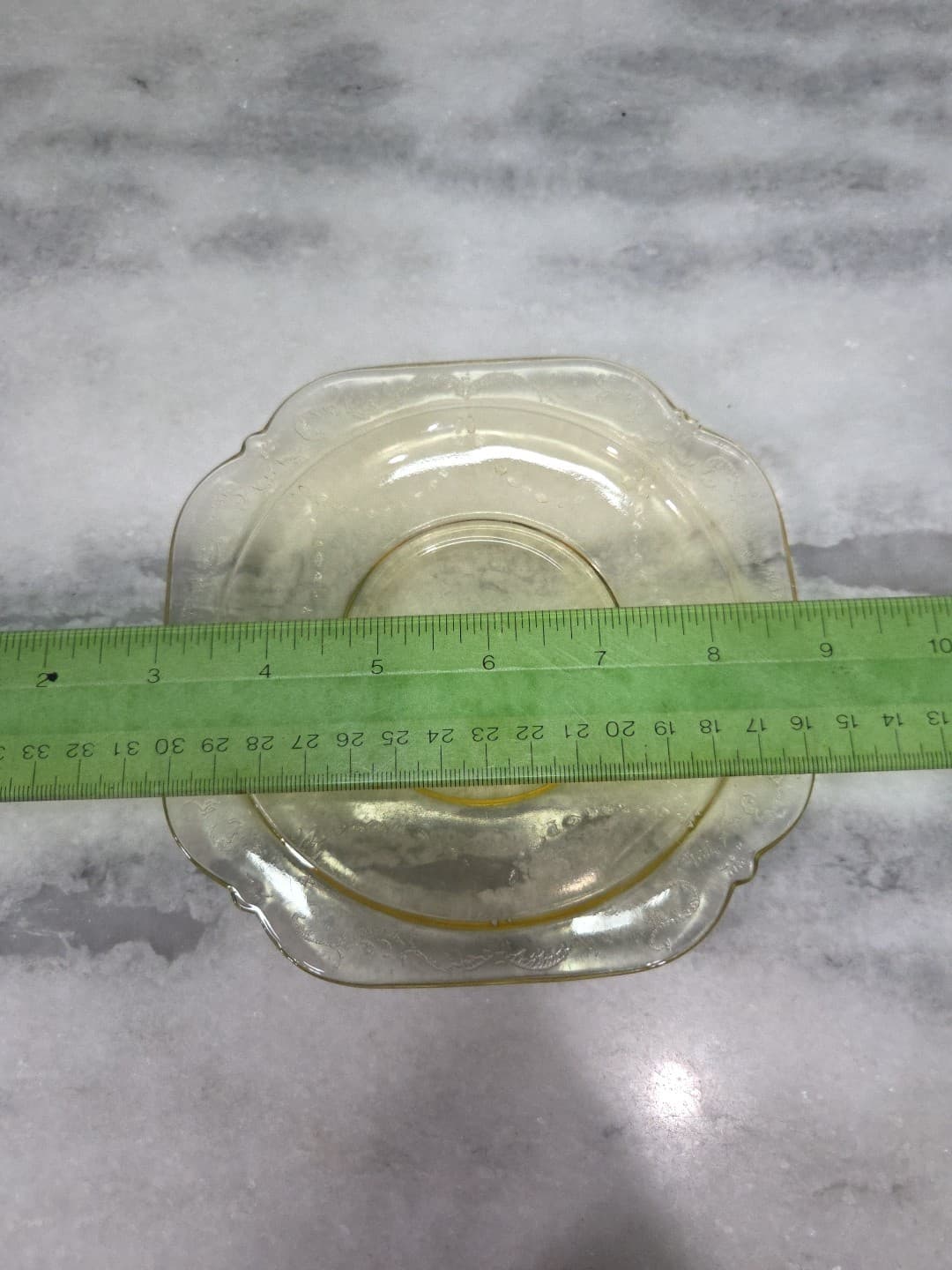 Madrid Yellow Square Tea Saucer, Replacement Depression Glass, Vintage Glassware - Thumbnail 3