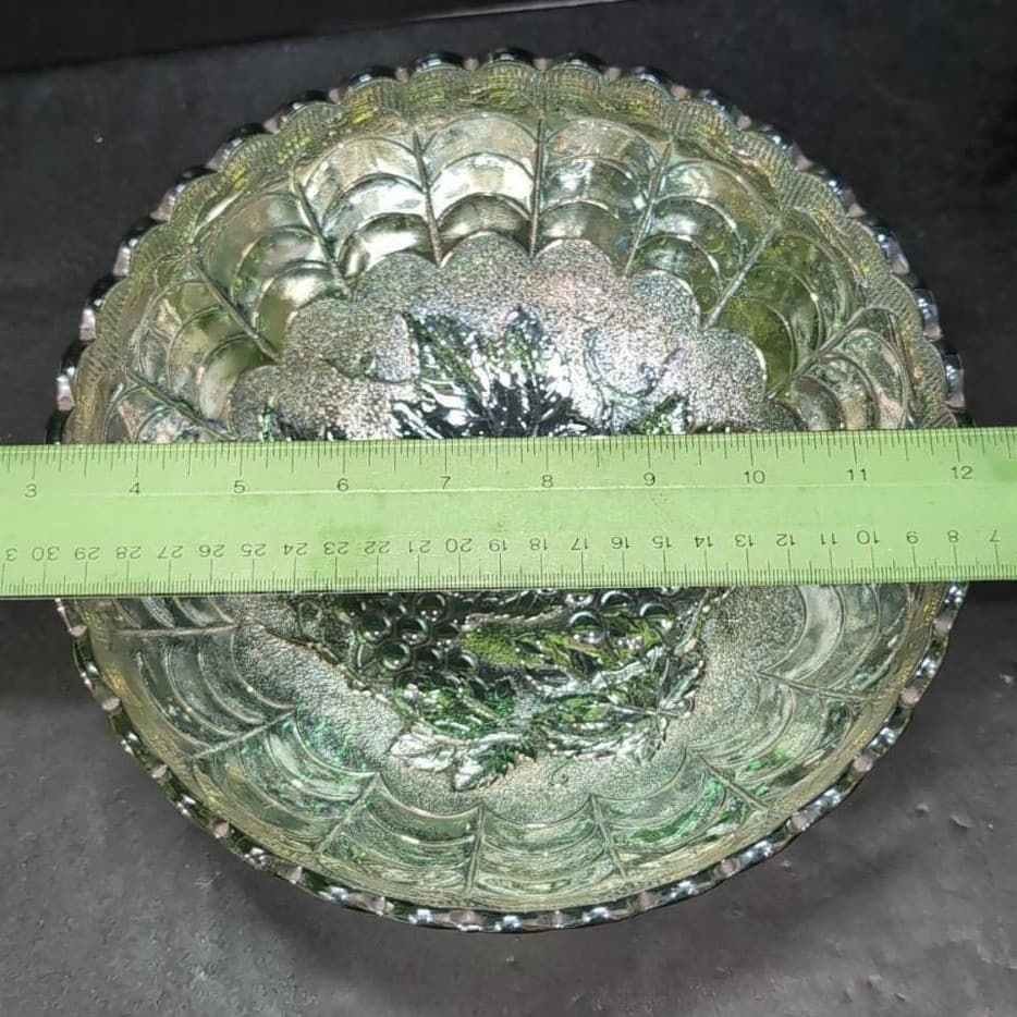 Imperial Glass Helios Carnival Bowl, Leaf & Grape Scalloped Edge Centerpiece - Thumbnail 6