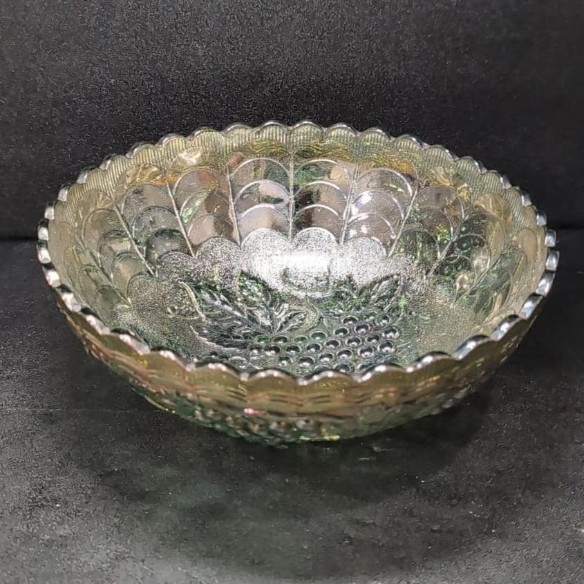 Imperial Glass Helios Carnival Bowl, Leaf & Grape Scalloped Edge Centerpiece - Thumbnail 2