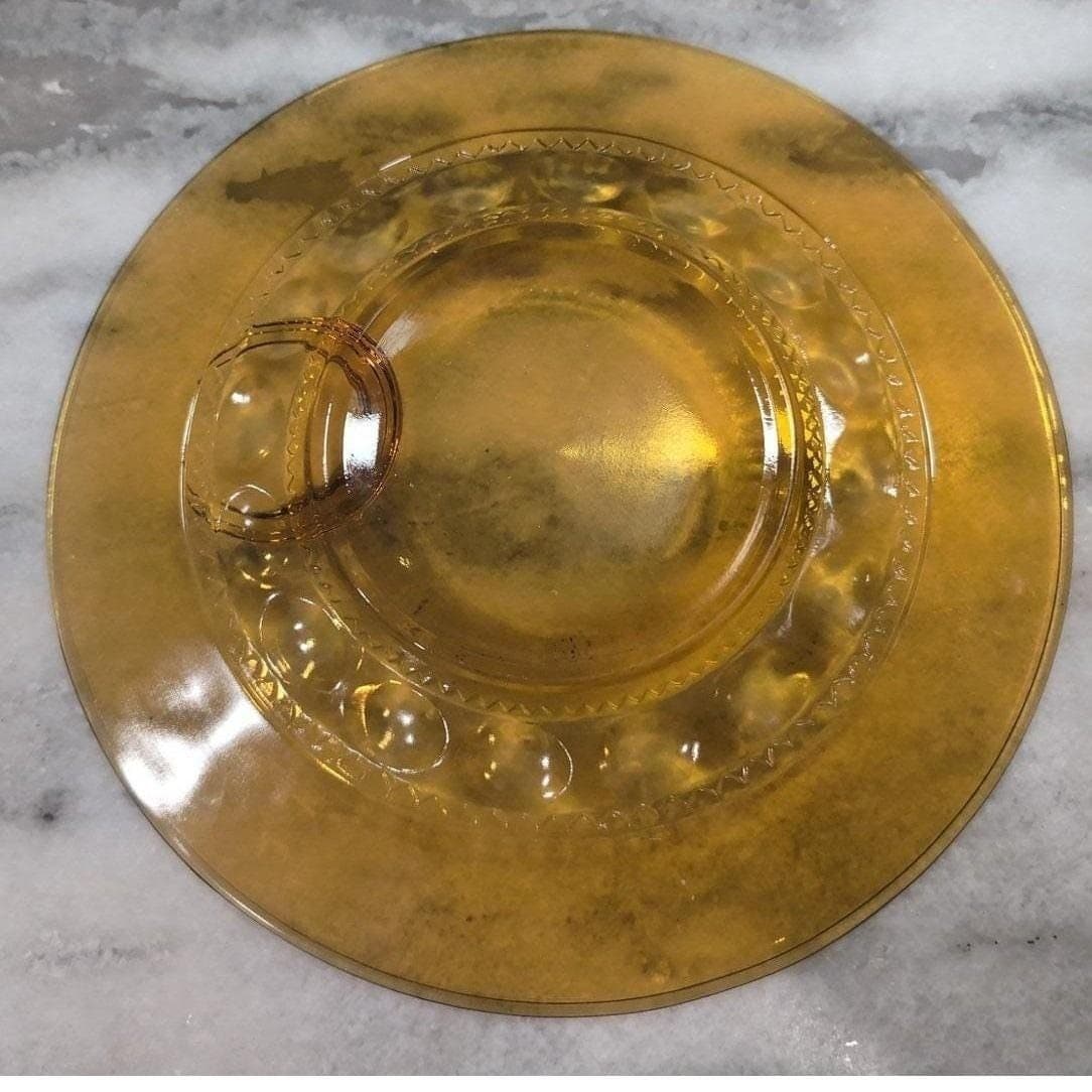 Indiana Glass Kings Crown Thumbprint Amber Coffee & Snack Plates, Set of 4 - Thumbnail 5