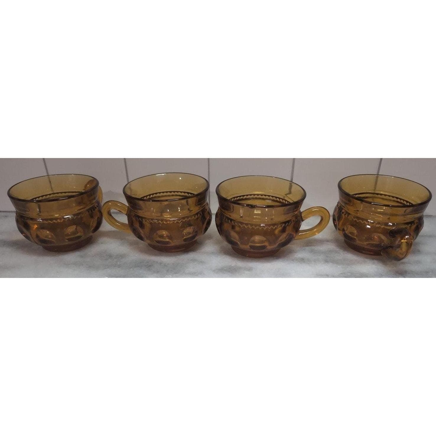 Indiana Glass Kings Crown Thumbprint Amber Coffee & Snack Plates, Set of 4 - Thumbnail 8