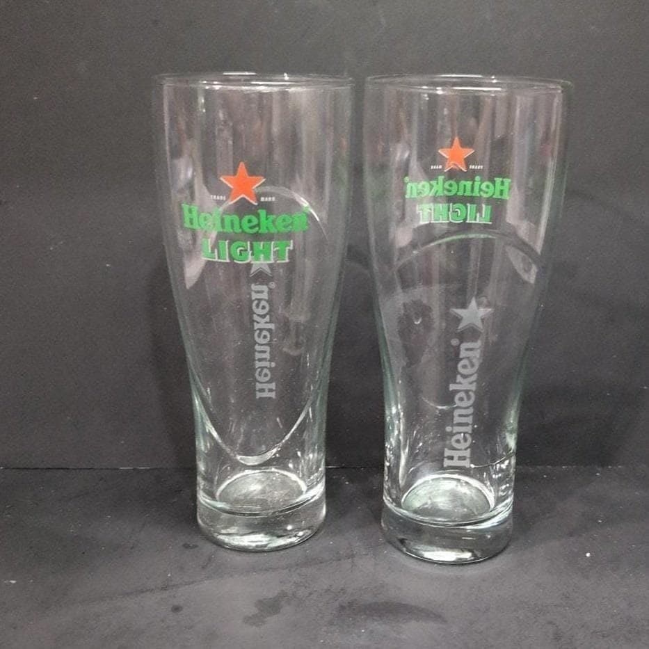Heineken Light Beer Glasses, Set of 2, Red Star Design, 7.25" Tall, Glassware - Thumbnail 7