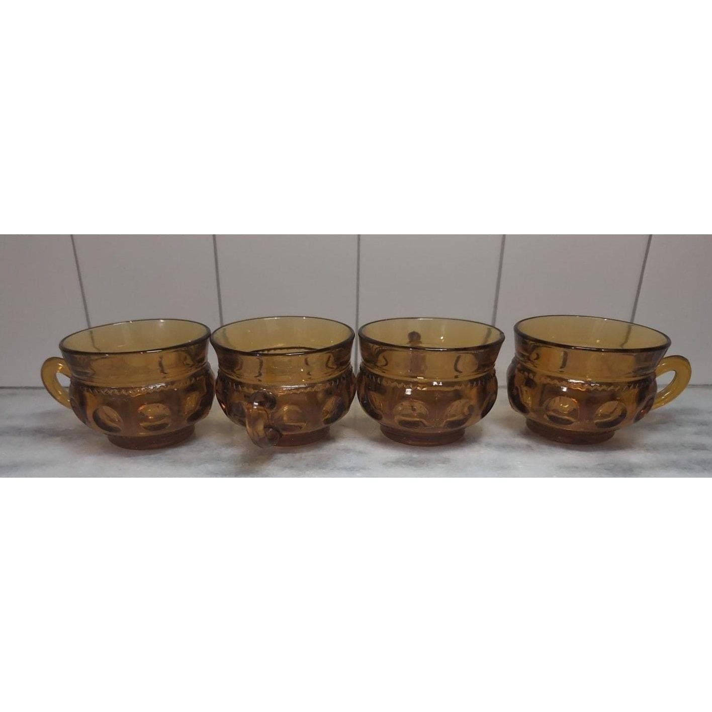 Indiana Glass Kings Crown Thumbprint Amber Coffee & Snack Plates, Set of 4 - Thumbnail 7