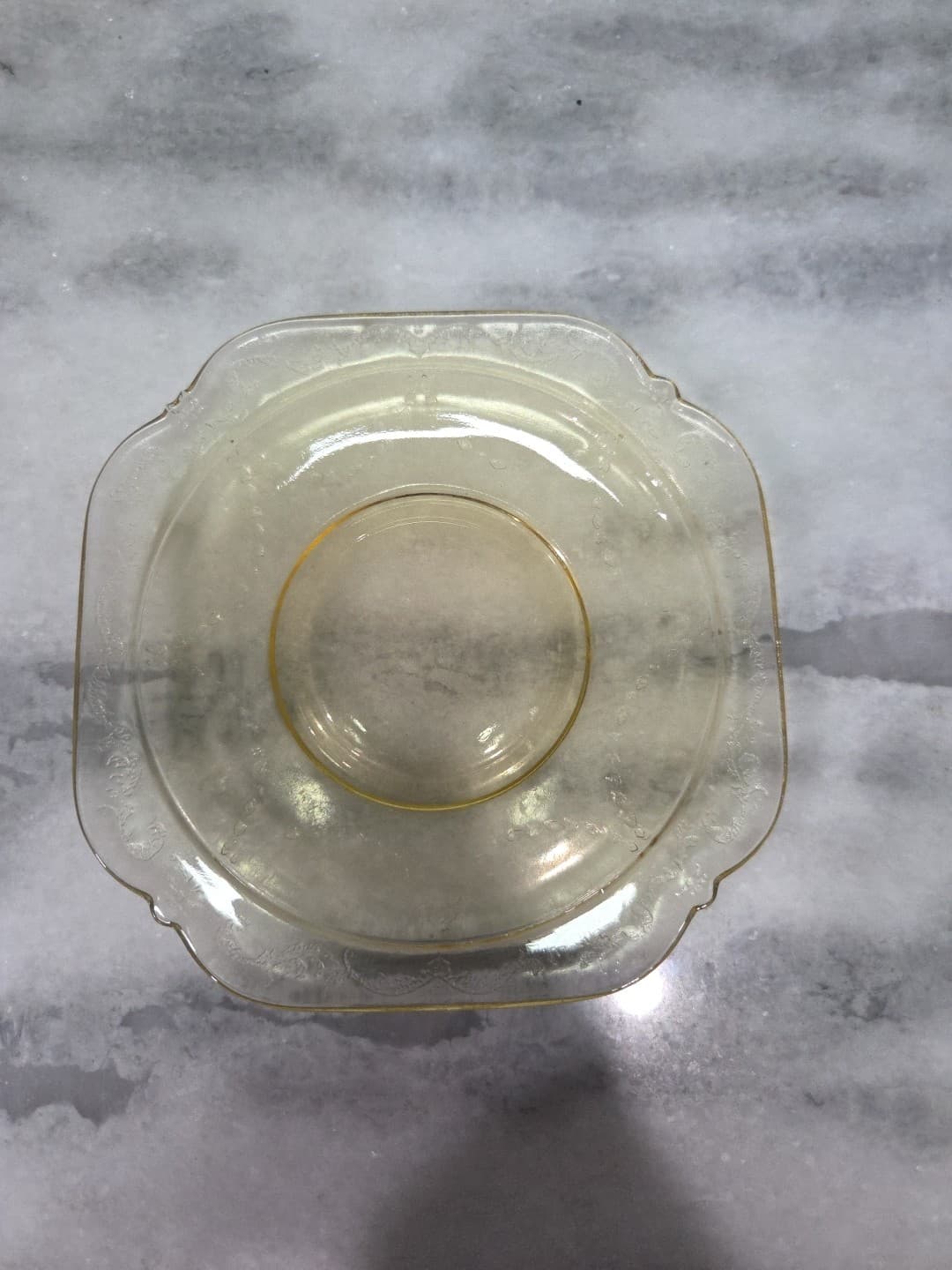 Madrid Yellow Square Tea Saucer, Replacement Depression Glass, Vintage Glassware