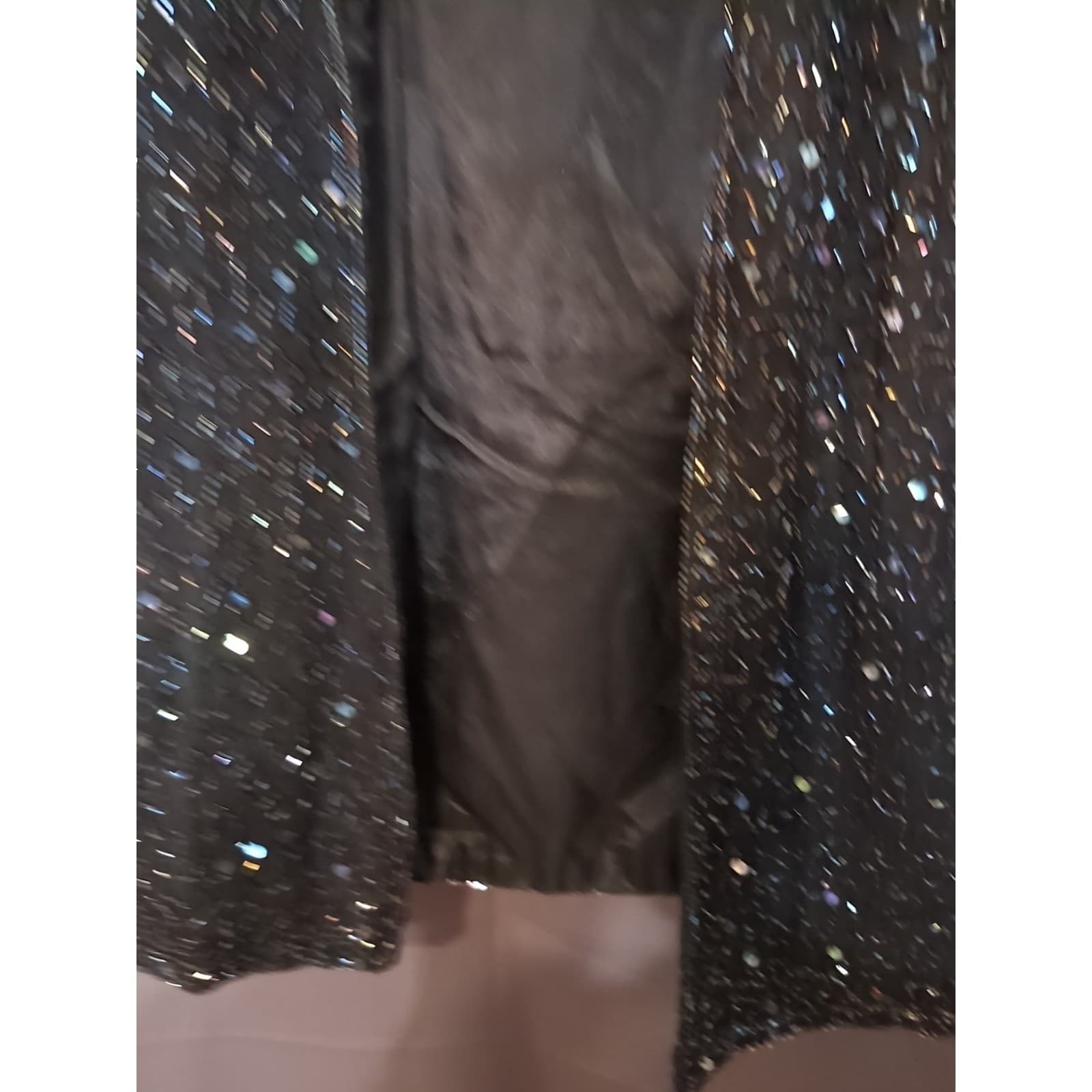 Sweelo Black Beaded Sequin Open Front Evening Jacket, Vintage Women's Small 6-8 - Thumbnail 7